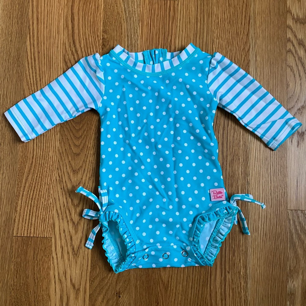 Ruffle Butts long sleeved one piece swimsuit - 0-3 months